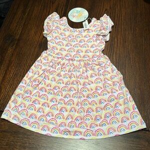 🌈🆕 NWT Little Sleepies Pastel Rainbow Flutter Sleeve Twirl Dress - 2T